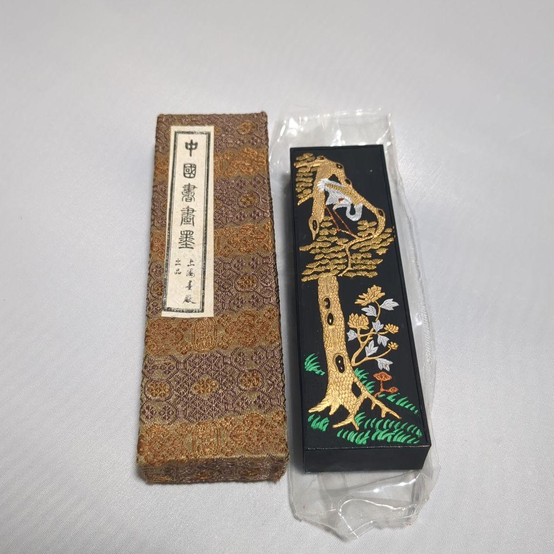 中国 書画墨 古墨 松鶴遐齢 未使用 骨董品
