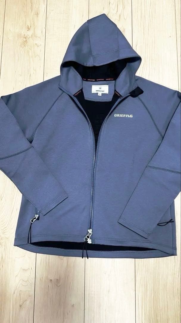 BRIEFING フード付きパーカー ブルー グレー