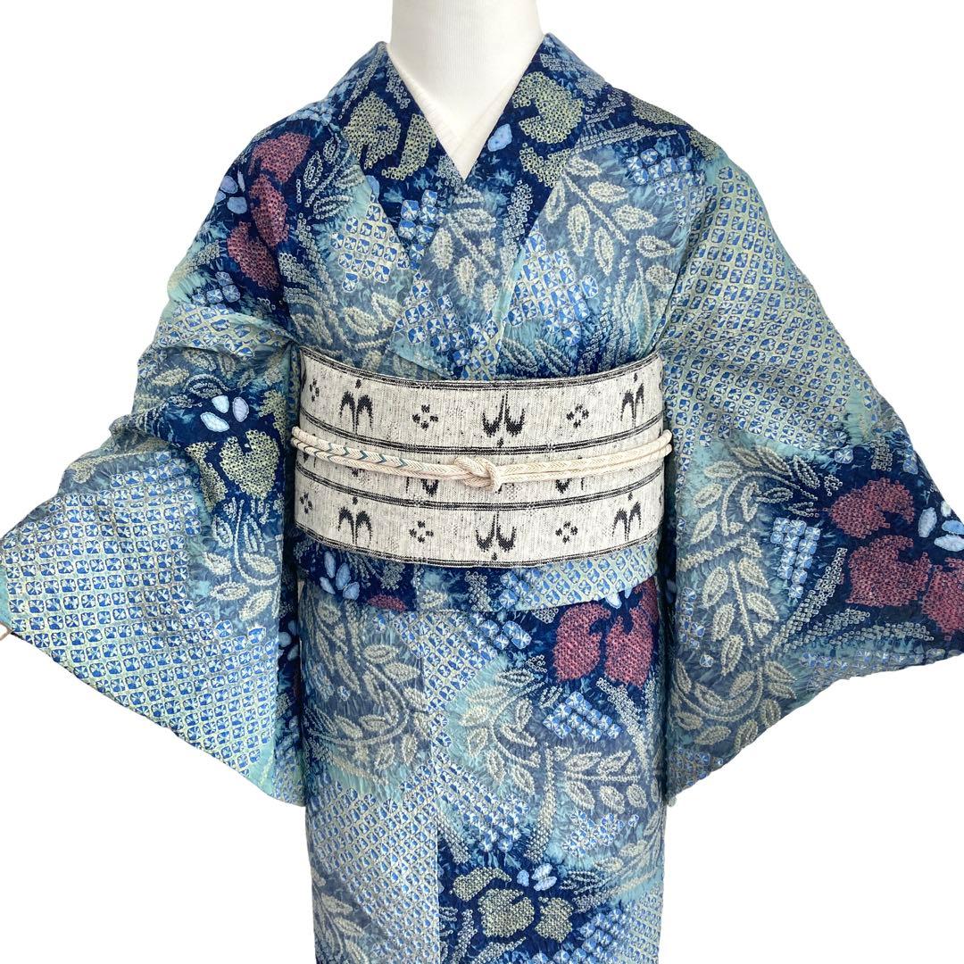 ★yuiです★お洒落　身丈157 有松絞り　絞り染め　絞り浴衣　NO48