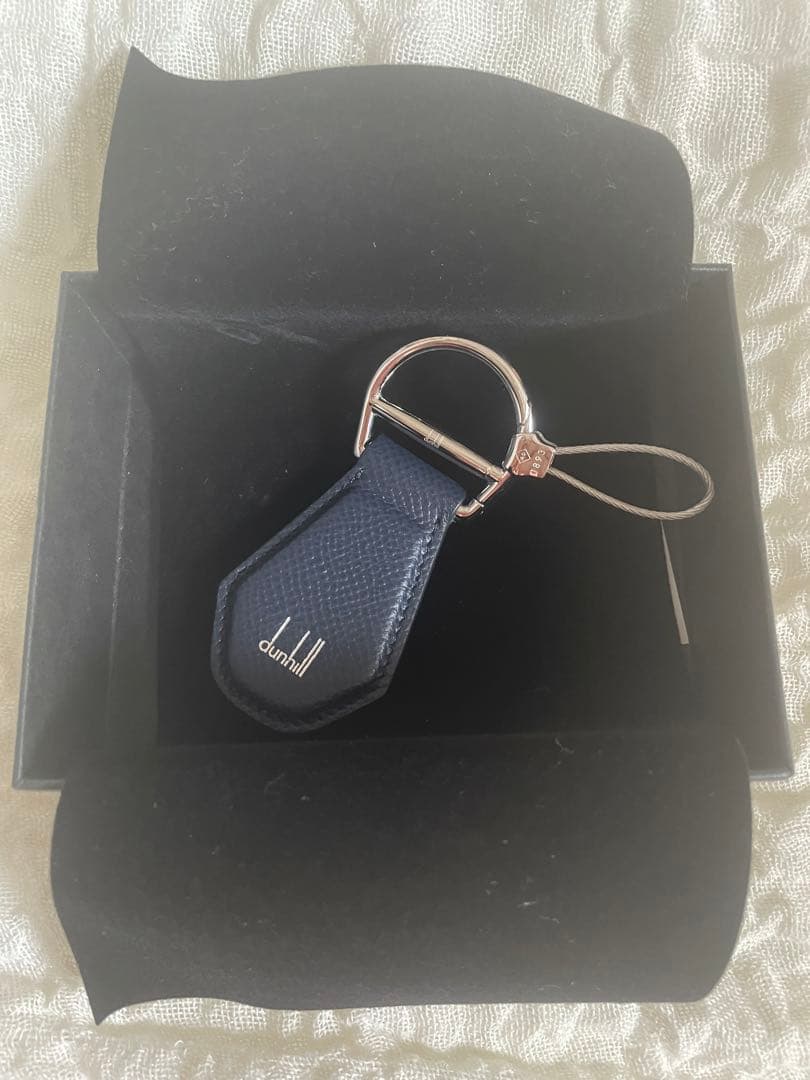 ダンヒル キーリング キーホルダー メンズ カドガン レザー ネイビー