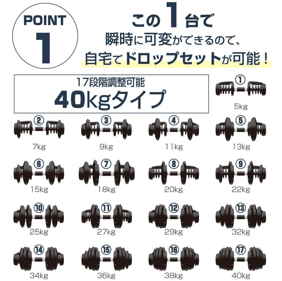 【新古品】ダンベル 可変式 40kg 2個セット