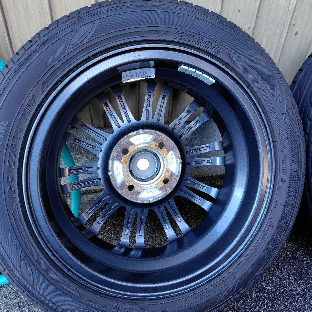 軽自動車用14インチアルミホイールサマータイヤ付。バリ溝美品。
