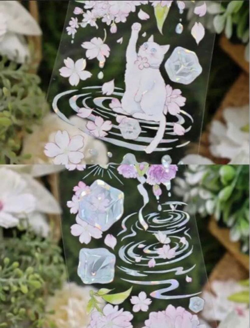 ♡SALE♡ 贝壳光 櫻花薄荷冰 6cm×10m 海外マスキングテープ　ネコ