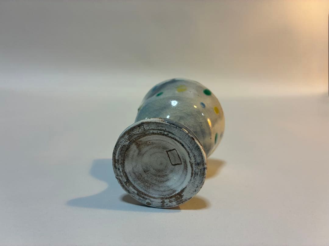 北大路魯山人 粉引ソギ色絵馬上杯 黒田陶々庵識箱