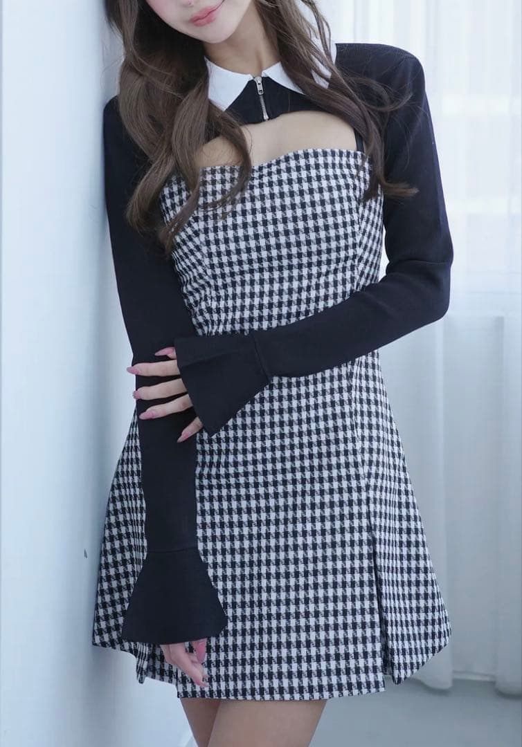 Randy 千鳥柄ワンピース Houndstooth ensemble