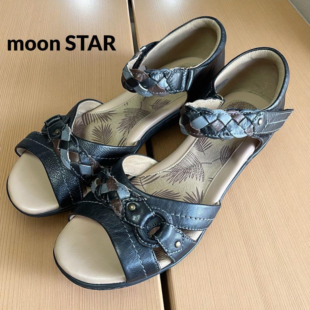 美品 ムーンスター スポルス ブラック レディース サンダル　LL
