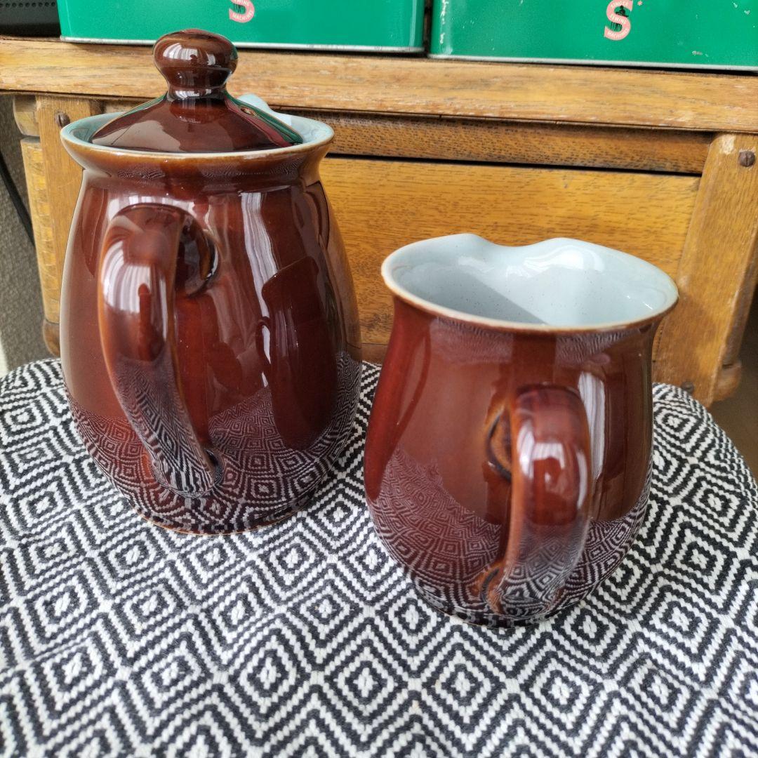 イギリス　ビンテージ　denby コーヒーポット　＆　クリーマー