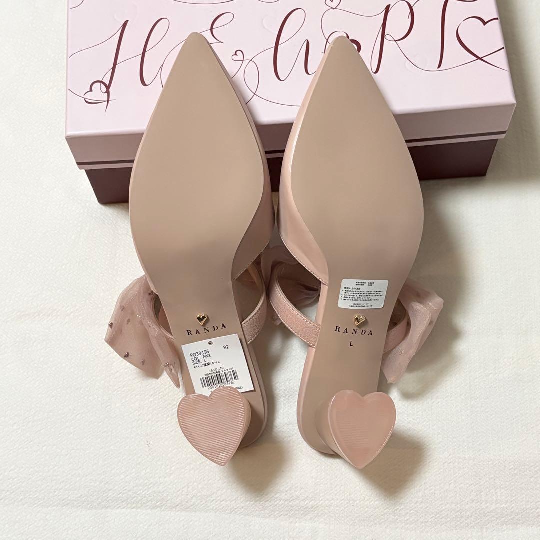 【HEART collection】シアーリボンミュールパンプス 箱あり