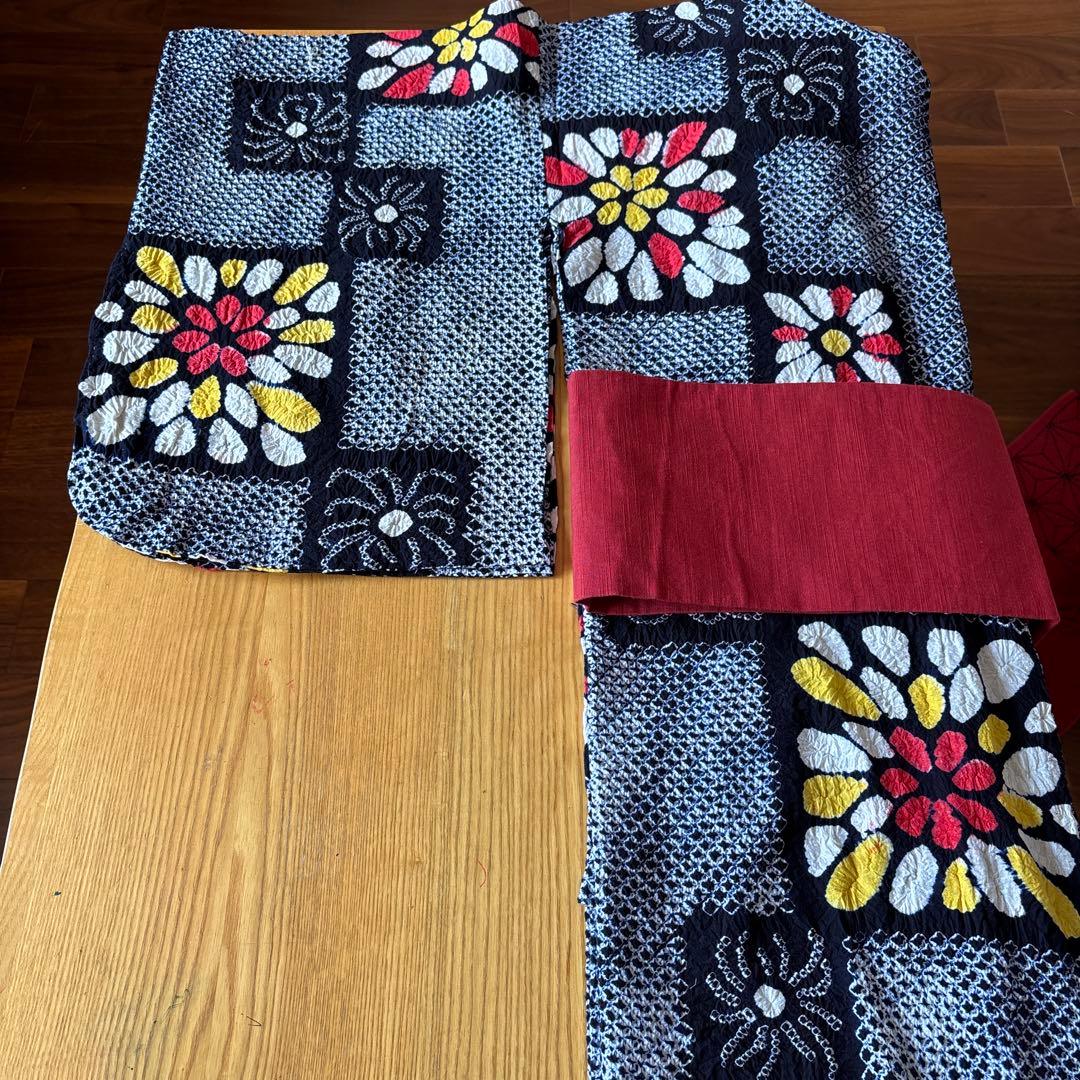 有松絞り　浴衣　美品　花火