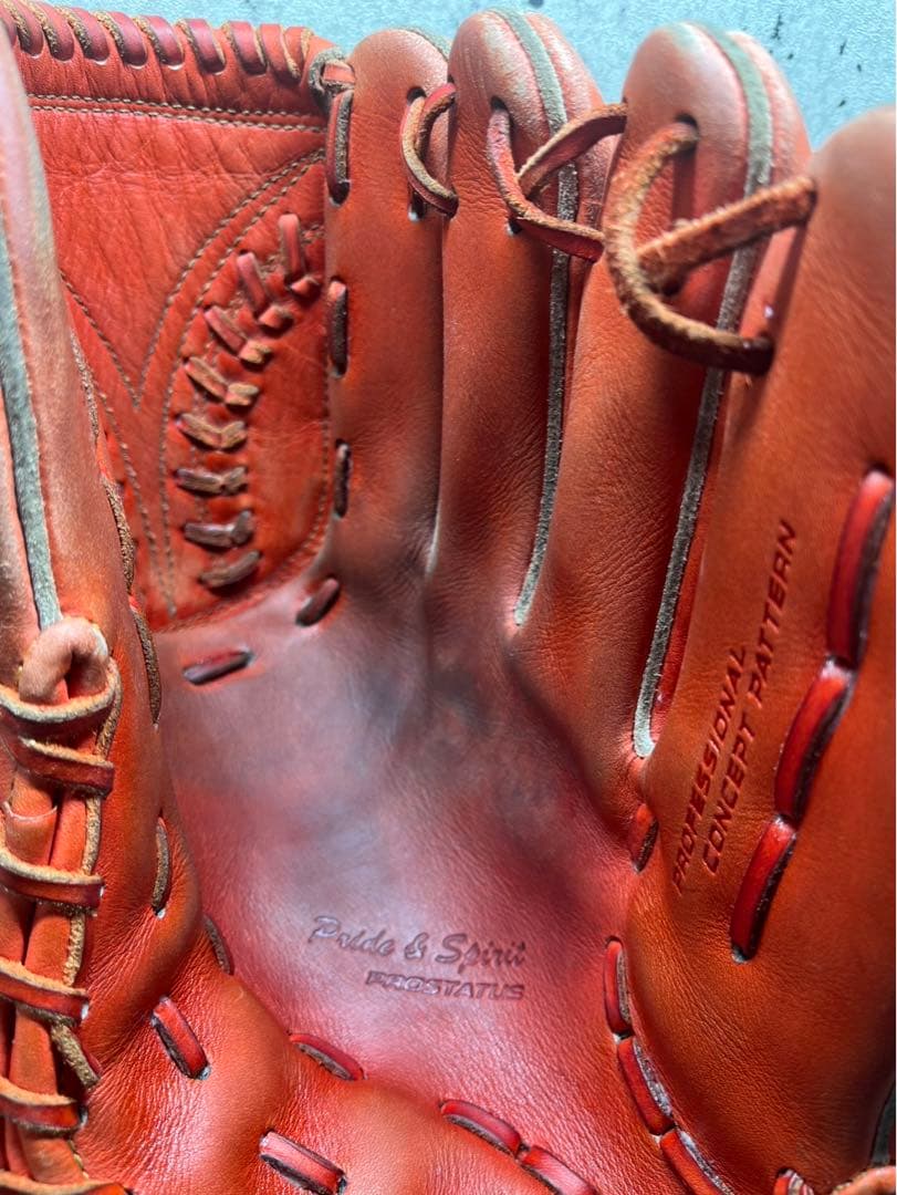 ZETT プロステイタス 軟式　右グローブ 手入れ良好オレンジ