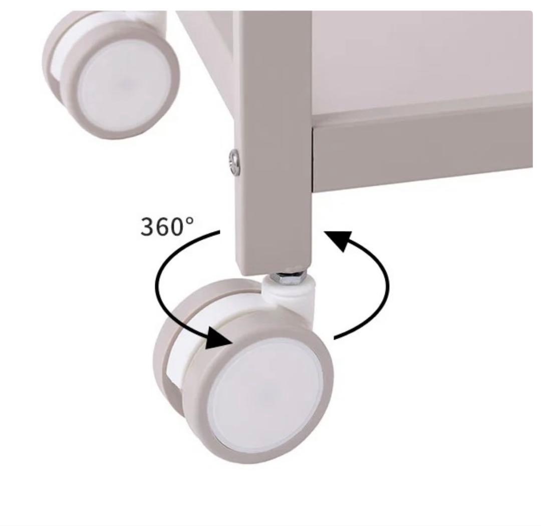 ピンクの金属製3段収納ワゴン