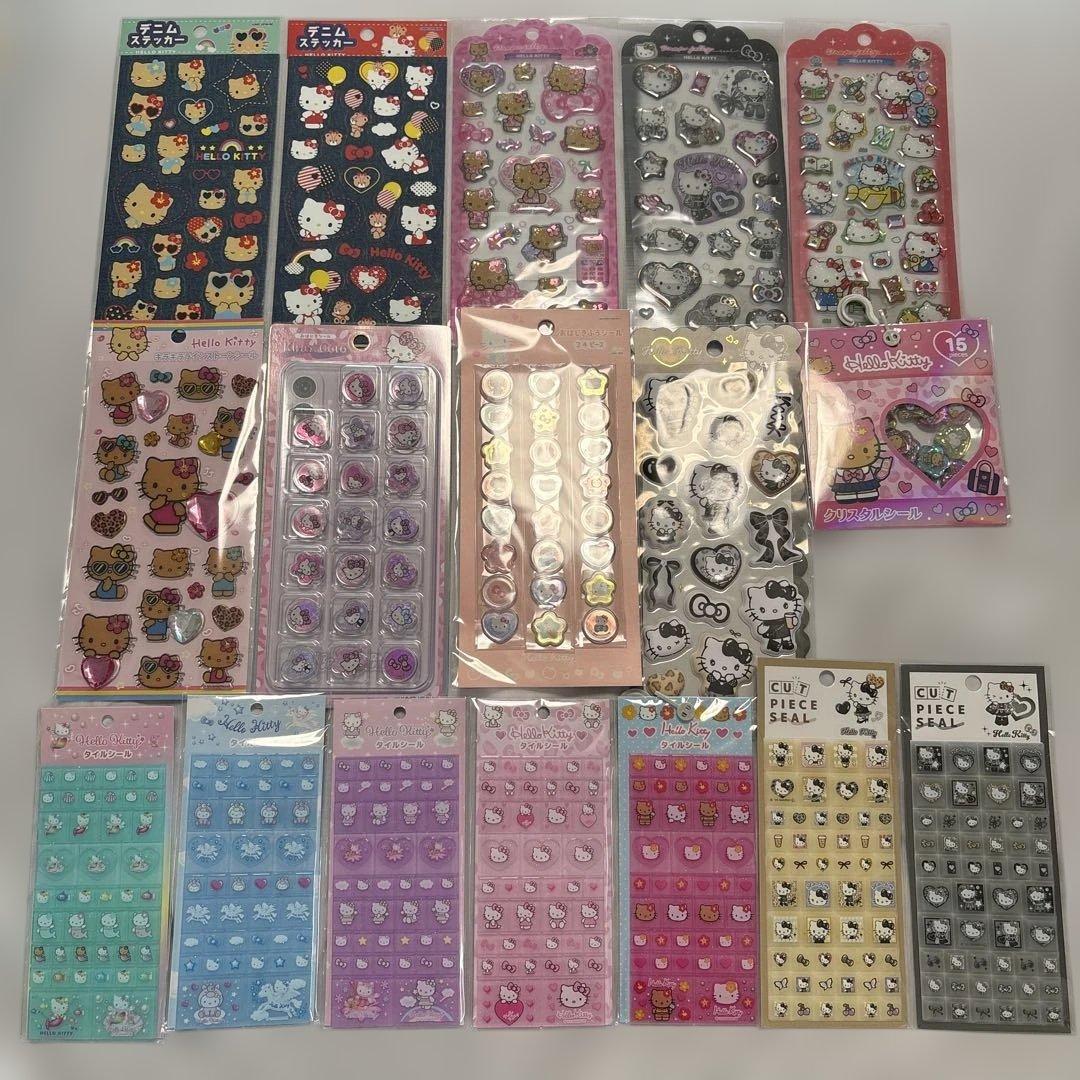 【新品】ハローキティ タイル、おはじき、ジェリー、デニムシールなど 17点セット