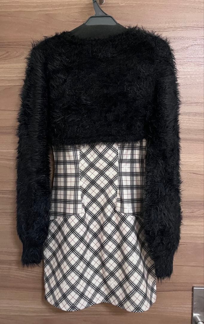 michellMacaron オリジナルチェック柄アンサン ブルミニワンピース