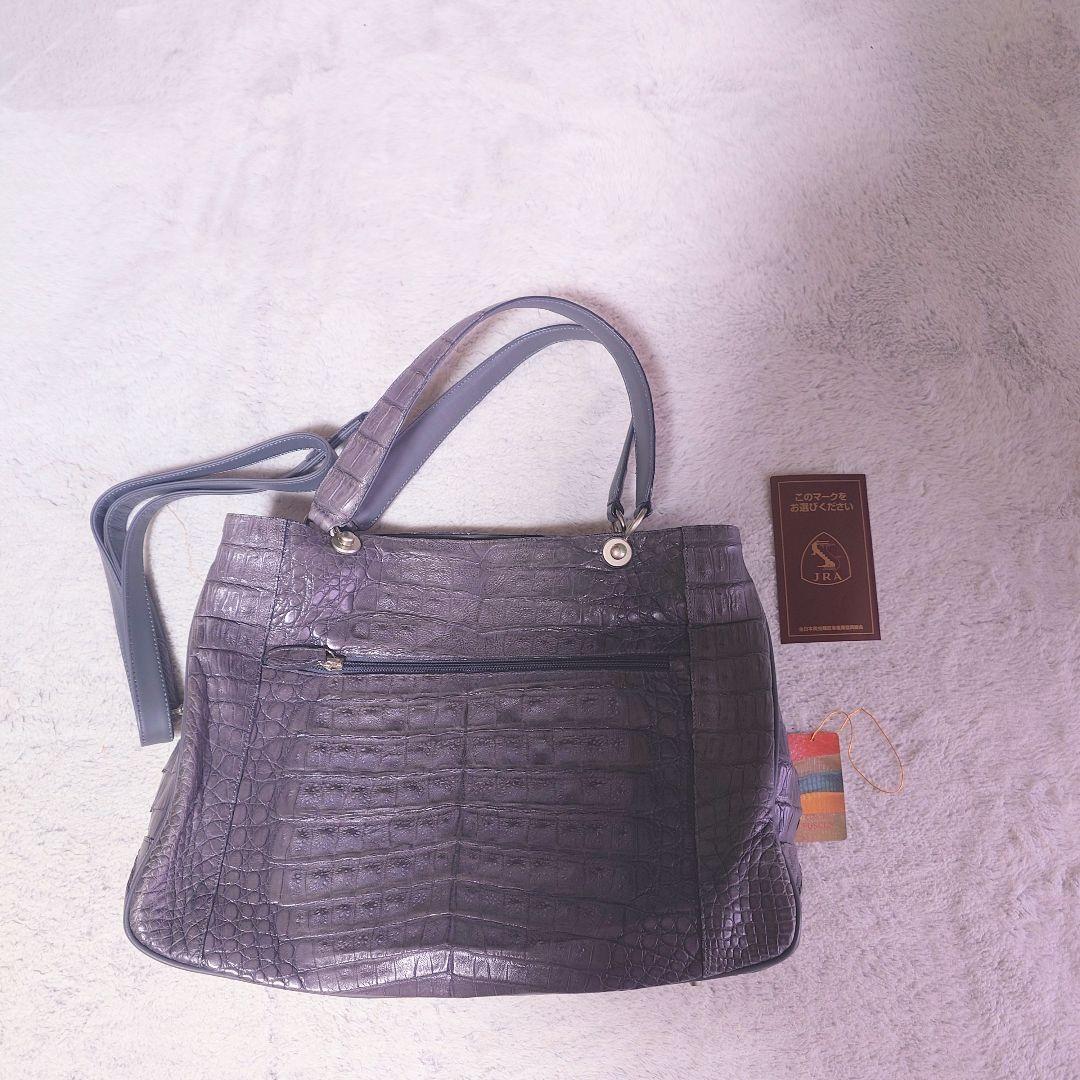 美品　JRA認定 FUSCUS グレー　クロコダイル 2way バッグ