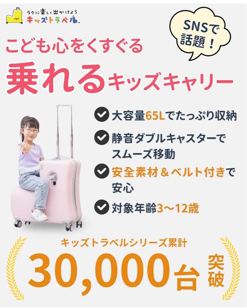 [キッズトラベル] 【子連れ旅行に革命 折りたたみタイプ子が乗れるキャリーケース