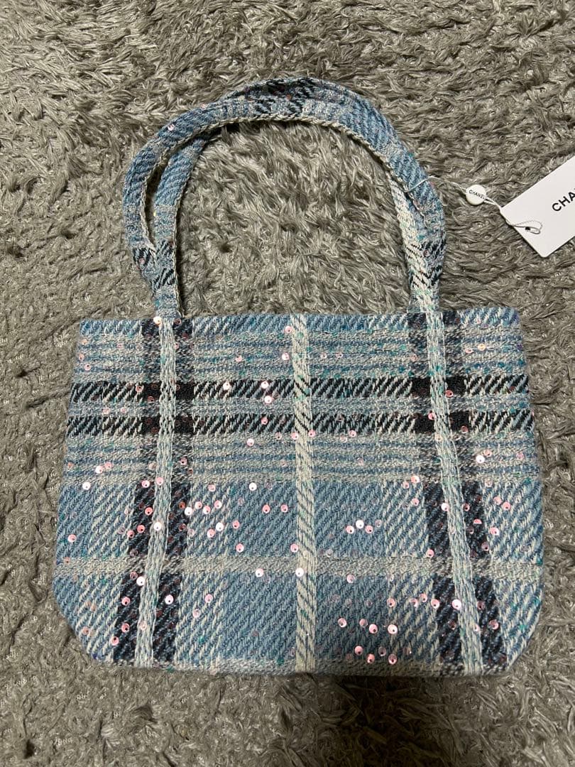 シャネル　ビューティーバッグ　ノベルティ　 ツィード　スパンコール　ブルー
