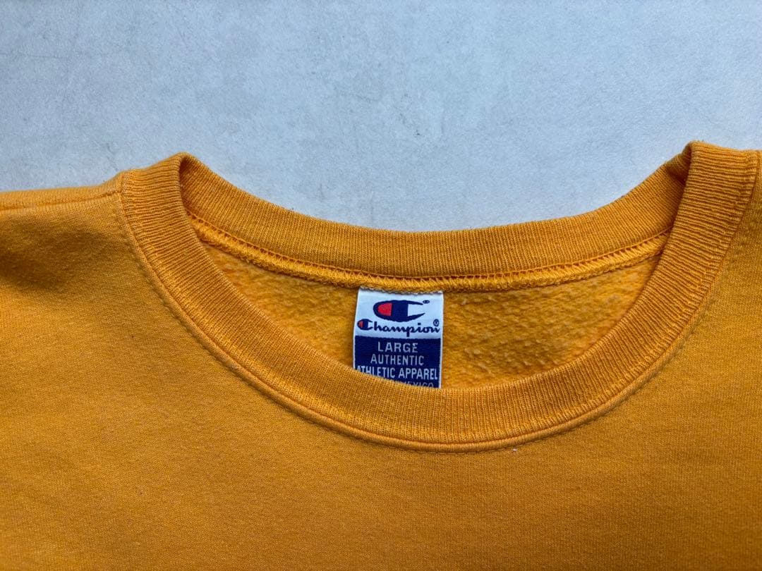 チャンピオン　スエット　トレーナー　Lサイズ　イエローリバースウィーブ