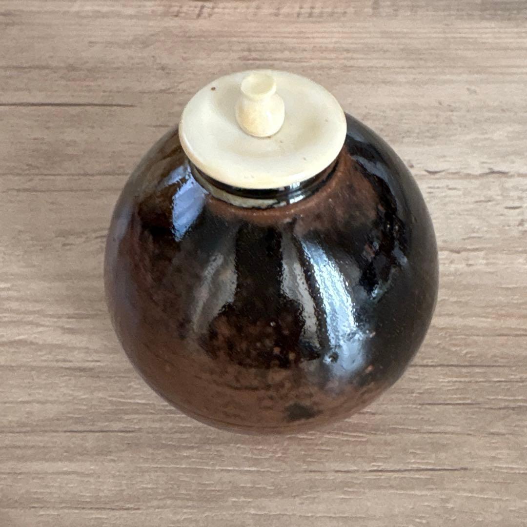 膳所焼　陽炎園　大梅茶入　茶道具