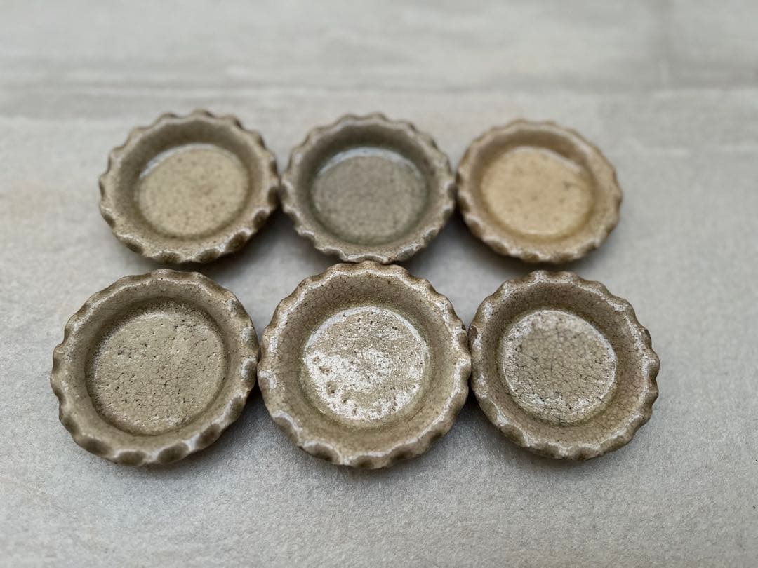 御深井 ひだ皿 豆皿 江戸時代 6枚セット小皿 茶道具 和食器 古陶磁器 骨董品