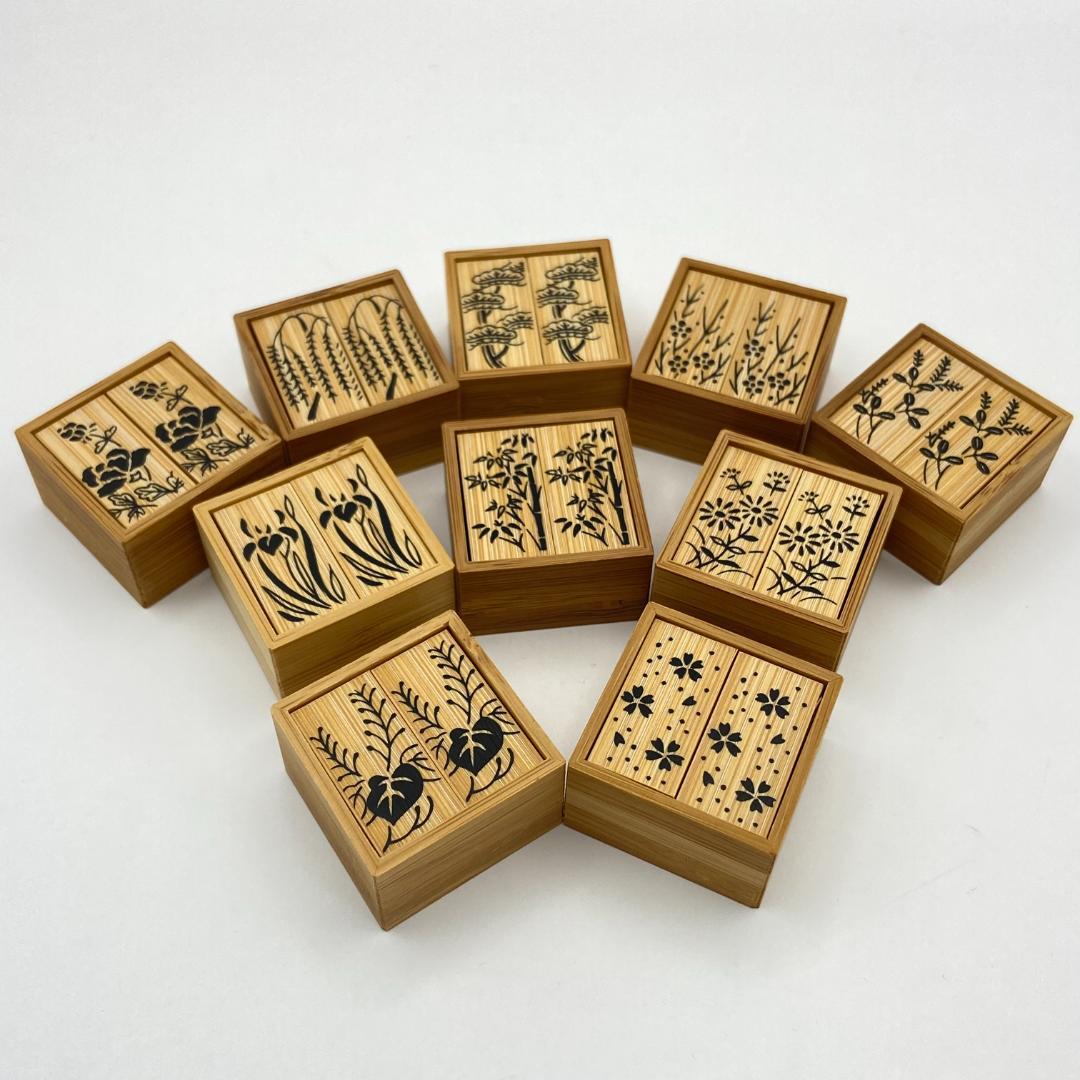 十種香札 白竹　木箱入　茶道具　七事式　花月　茶事　伝統工芸品