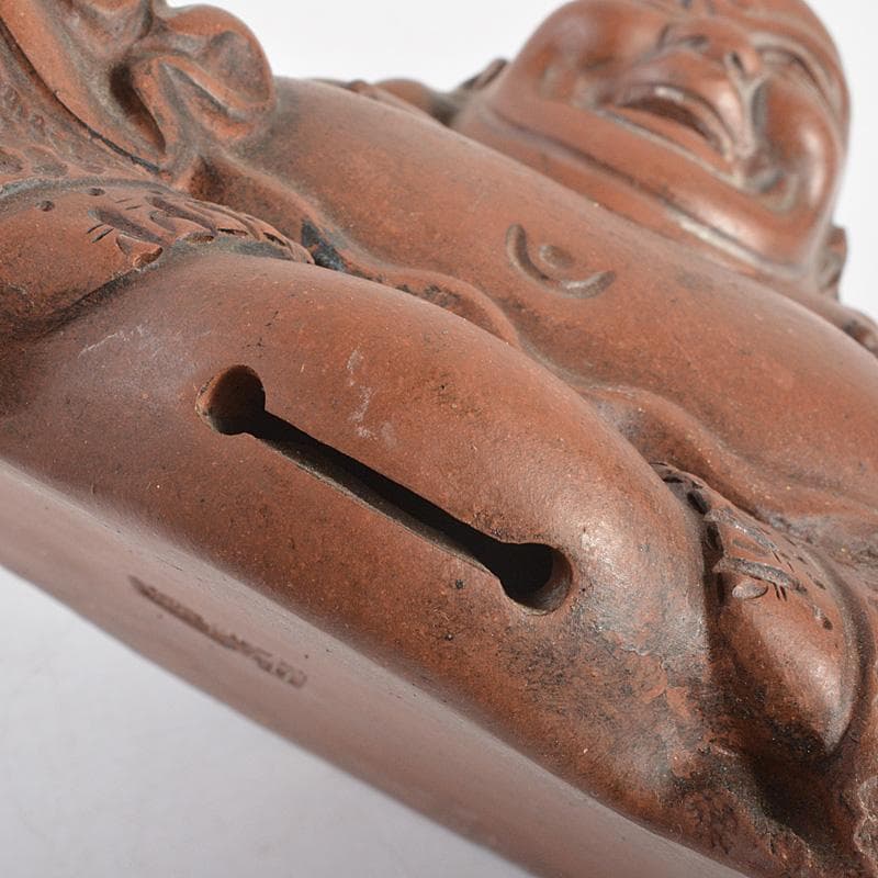 中国　紫砂　朱泥　布袋像　在銘　V　R7033E