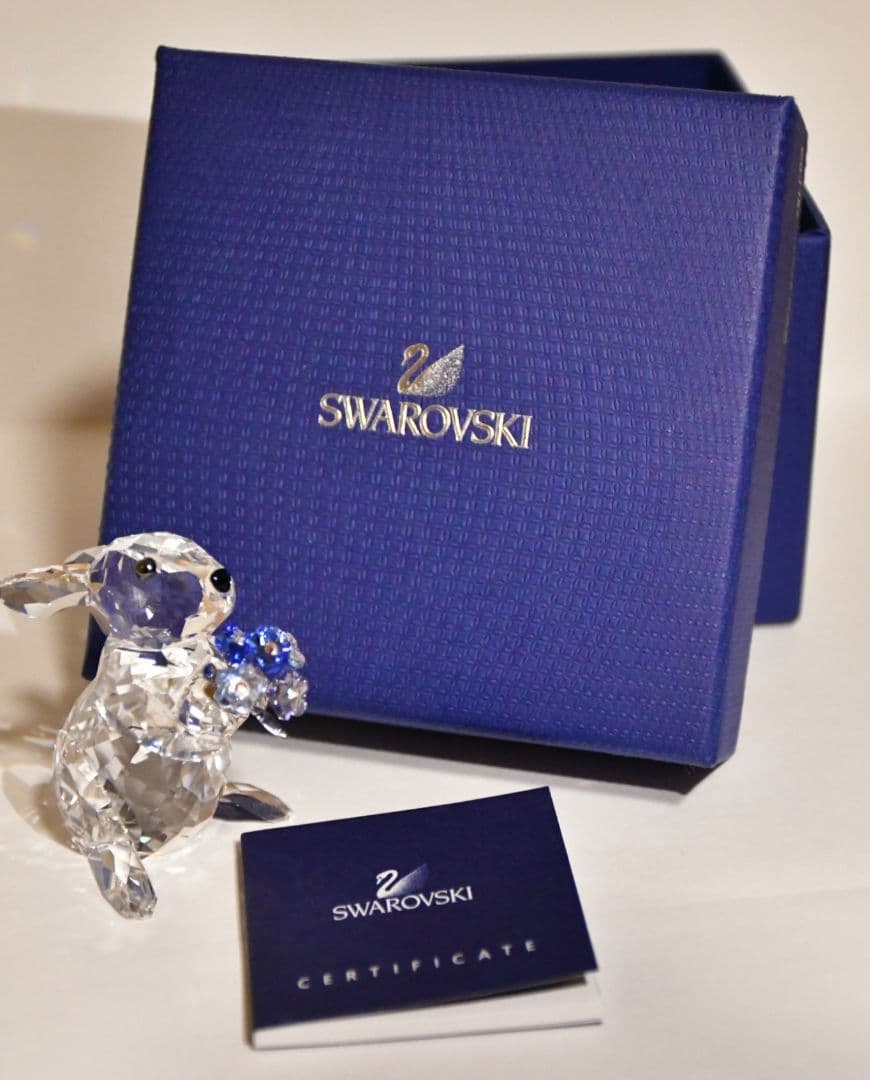 スワロフスキー (SWAROVSKI) 置物 ウサギとワスレナグサ