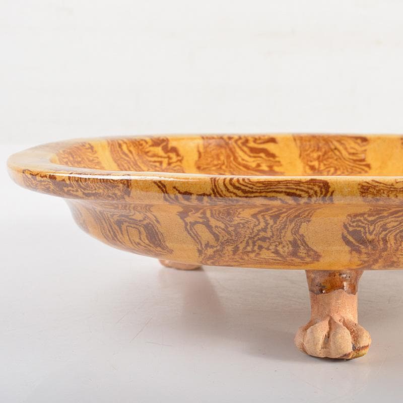 中国　唐代　練込盤　三獣足皿　V　R7271