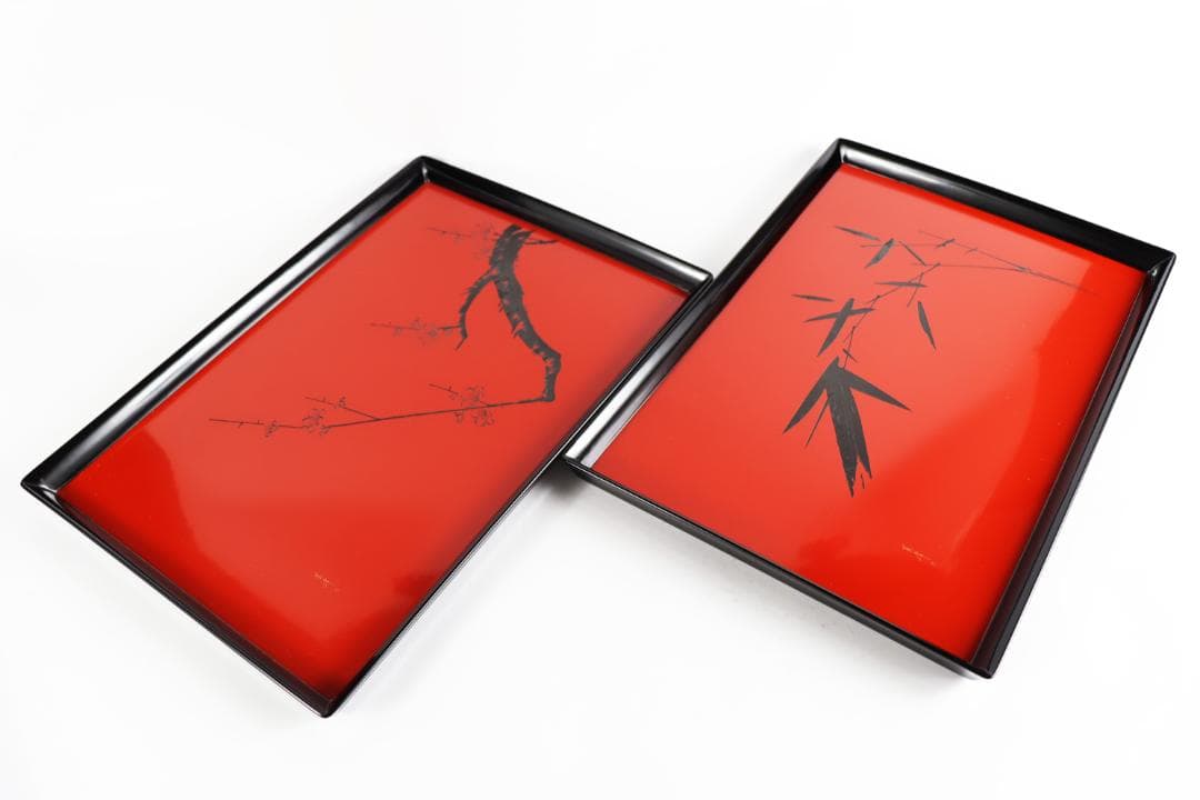 茶道具 輪島塗 古今菁峰 図替わり 盆 卓上膳 彫銘有