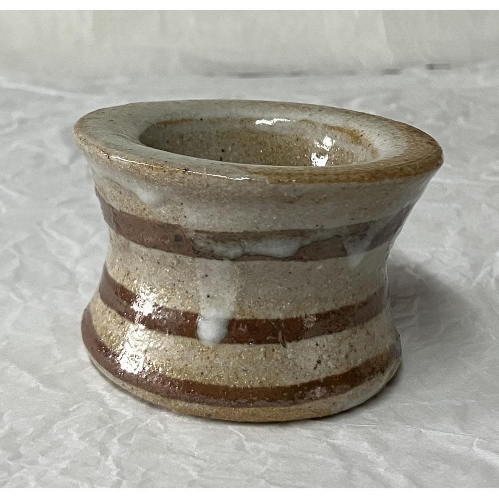 w164 花ノ木窯 古山子 小山冨士夫 作 鉄絵 横縞紋 蓋置 木箱入り 茶道具