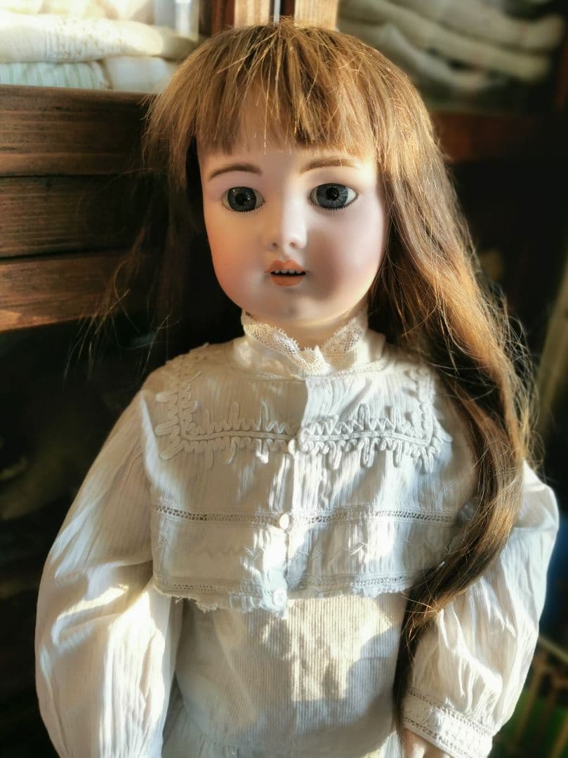 アンティークドイツ シモン＆ハルビック 美少女ビスクドール コットンドレスボレロ