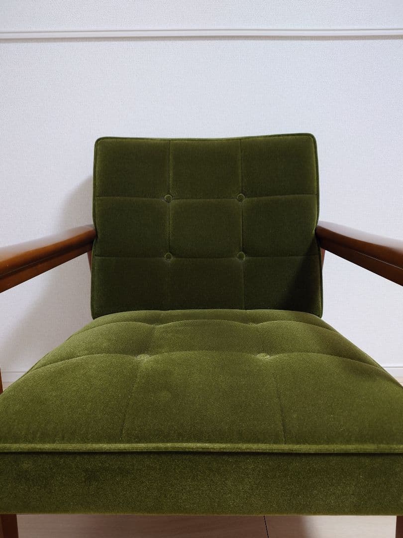 カリモク60 Kチェア1シーターモケットグリーン ①