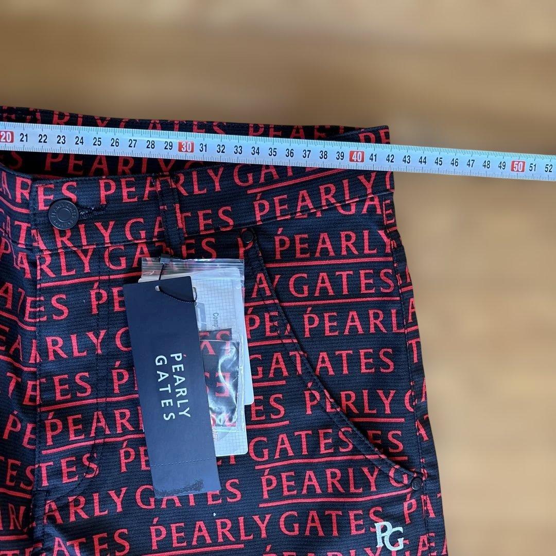 ☆新品☆PEARLY GATES ロゴプリント スリムフィットパンツL 黒/赤
