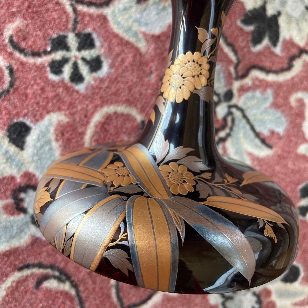 漆器　高台皿　蒔絵　金彩　木箱付き