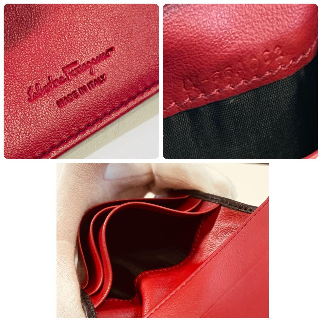 美品　フェラガモ　ガンチーニ　名刺入れ　黒　赤　カードケース　パスケース