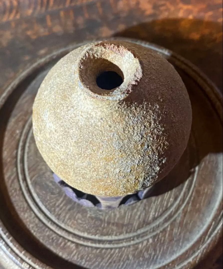 アンティーク　美品ブルナイ　小花器　極小唐木台座　３種・３点セット レア