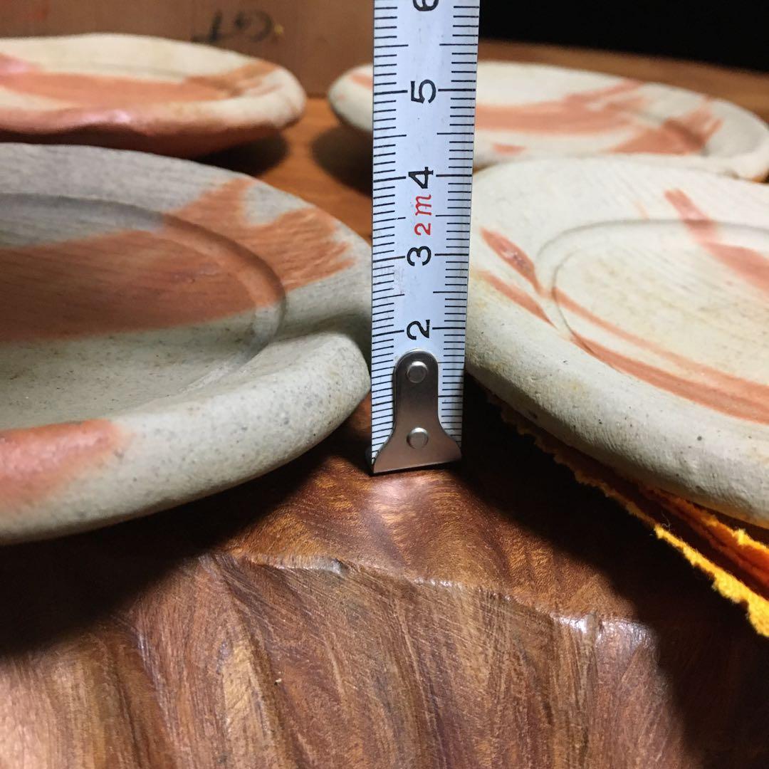 備前焼　緋襷　たたき皿　タタキ皿　5客揃　共箱　共布