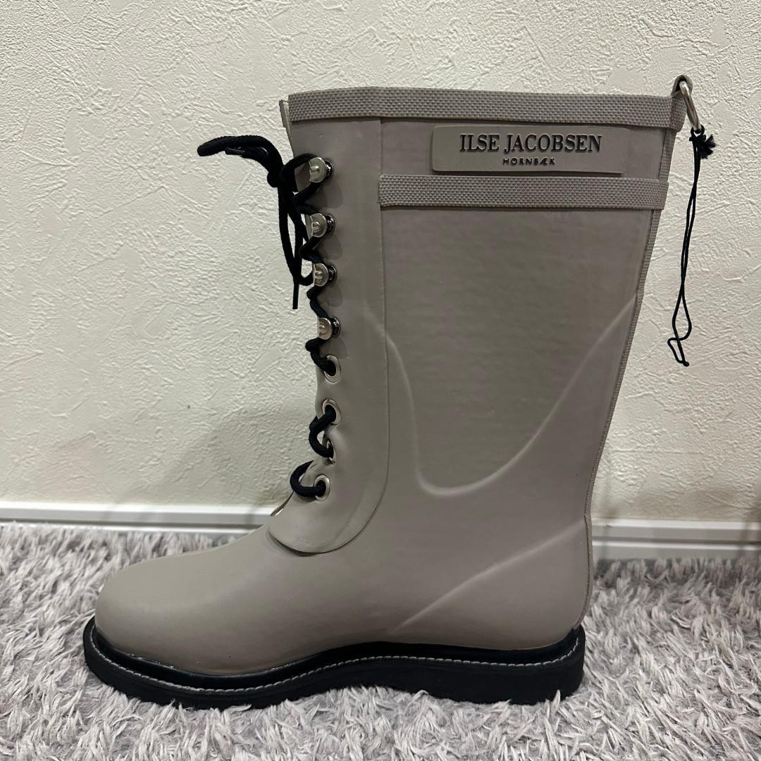 ILSE JACOBSEN レインブーツ レースアップ ベージュ 24.5cm