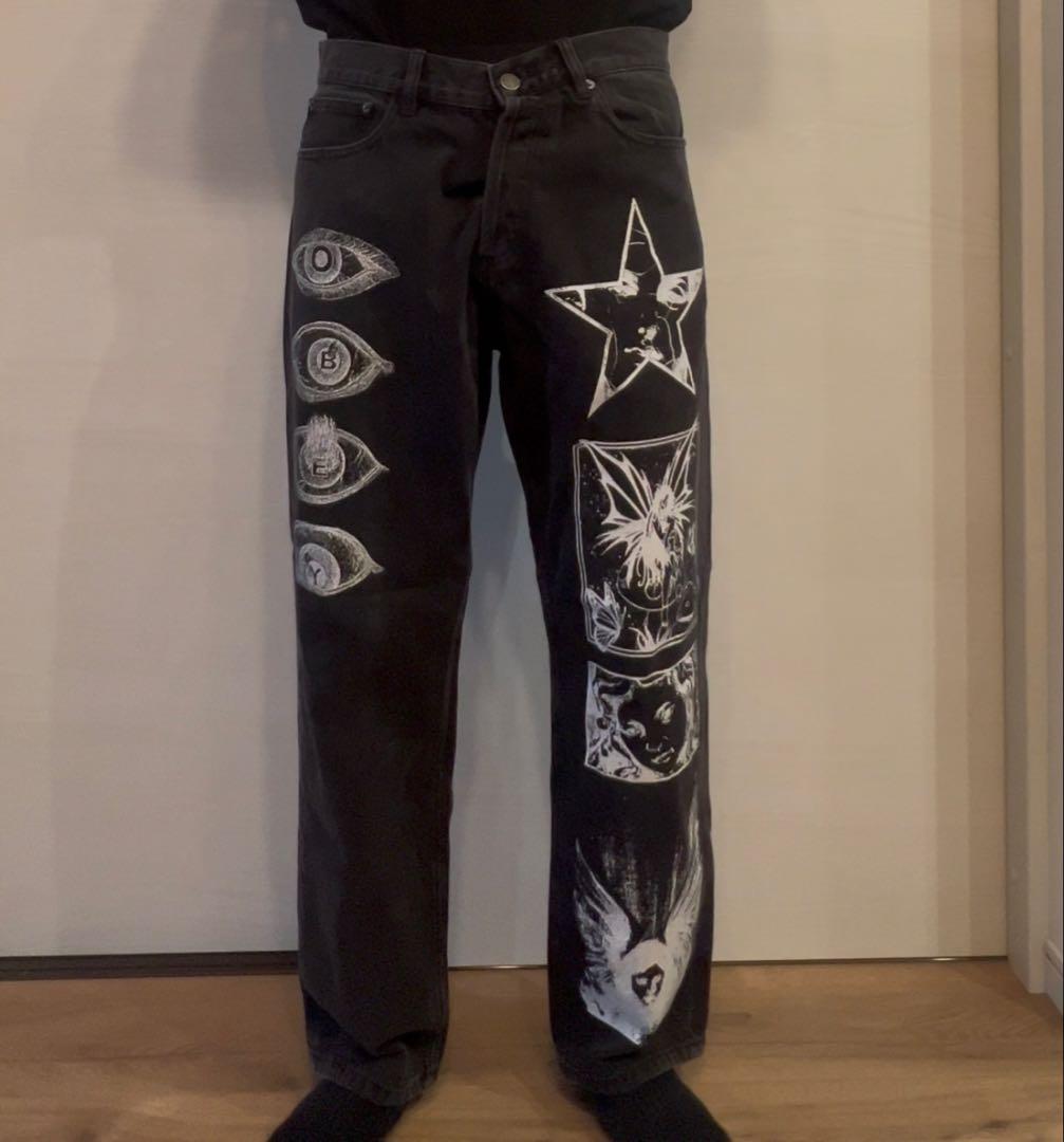 obey プリントブラックデニム