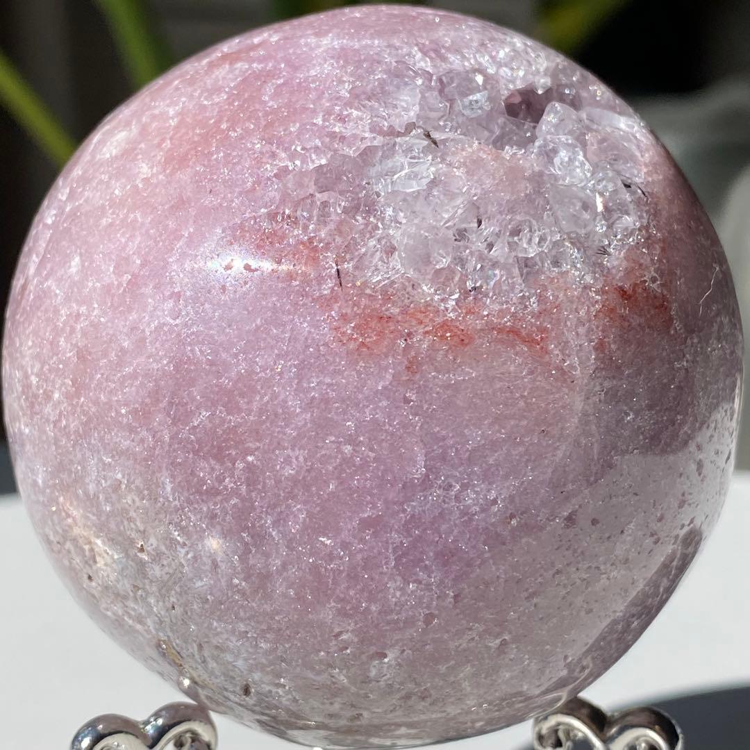 【 天然石 ピンクアメジスト クォーツ スフィア 約68ミリ 】