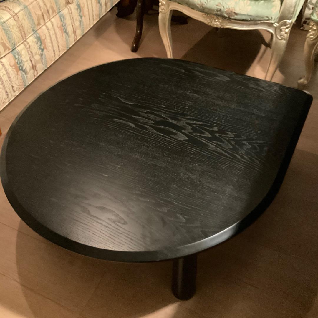 KOIZUMI 半円ローテーブル 黒 木目 座卓/ちゃぶ台 ※たのメル便込み