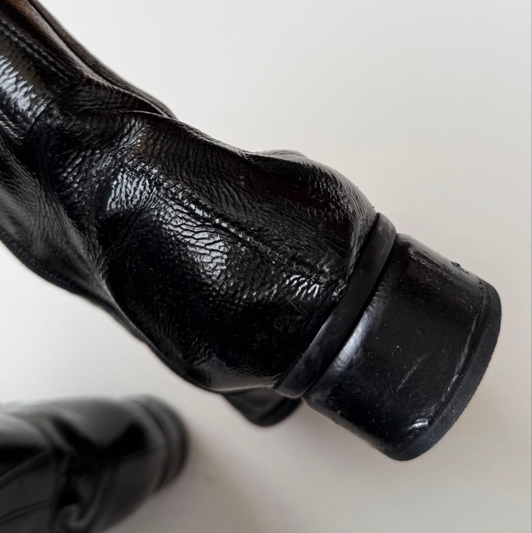 90s スクエアトゥ エナメル ウエスタンブーツ ブラック hooked