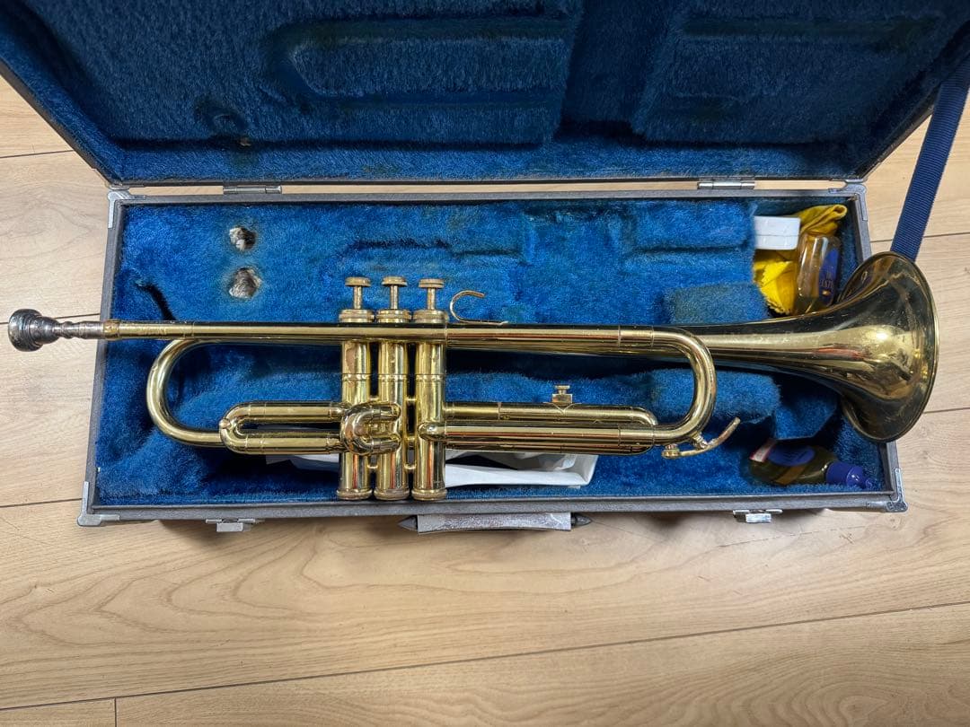 0413-3 カワイのゴールドトランペット　　B&S kawai製マウスピース付