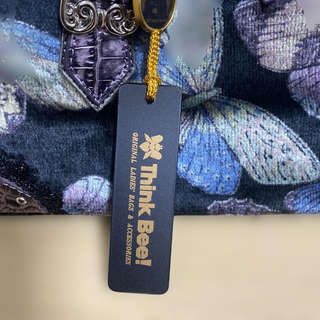 Think Bee! Just Heart ワンショルダー ベロア 蝶柄