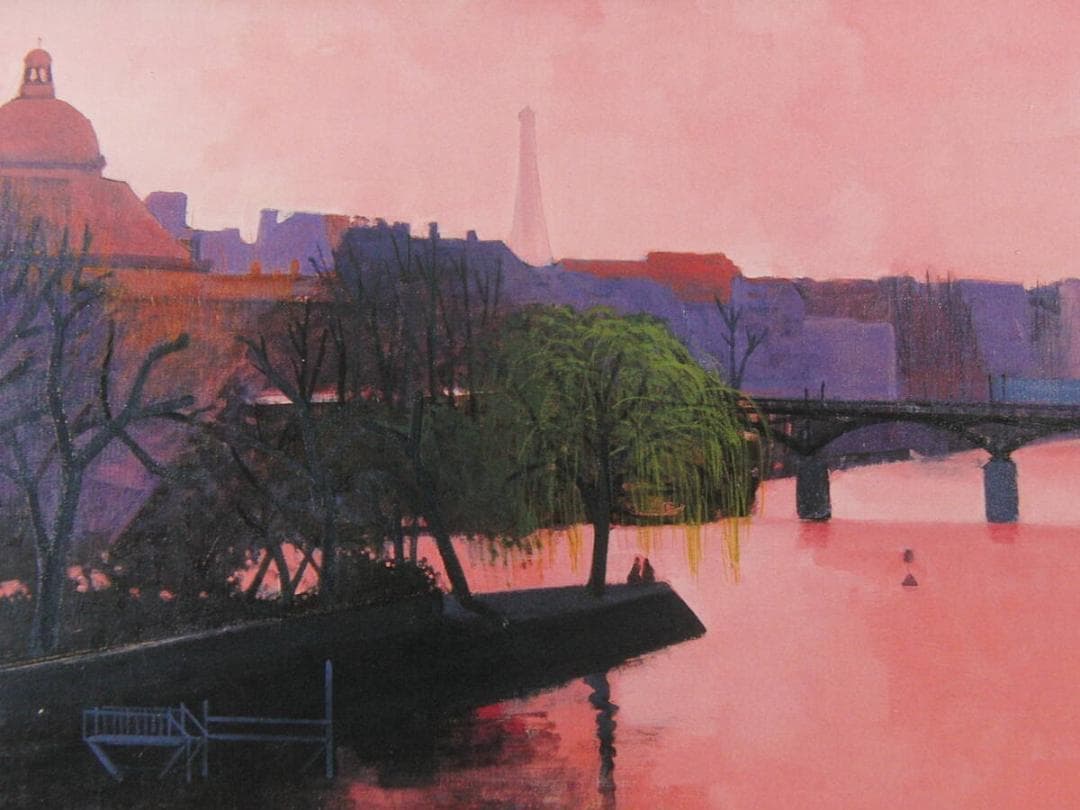 進藤蕃、「ラ・セーヌ」、希少画集・額装画、日本製・新品額縁にて額装致します