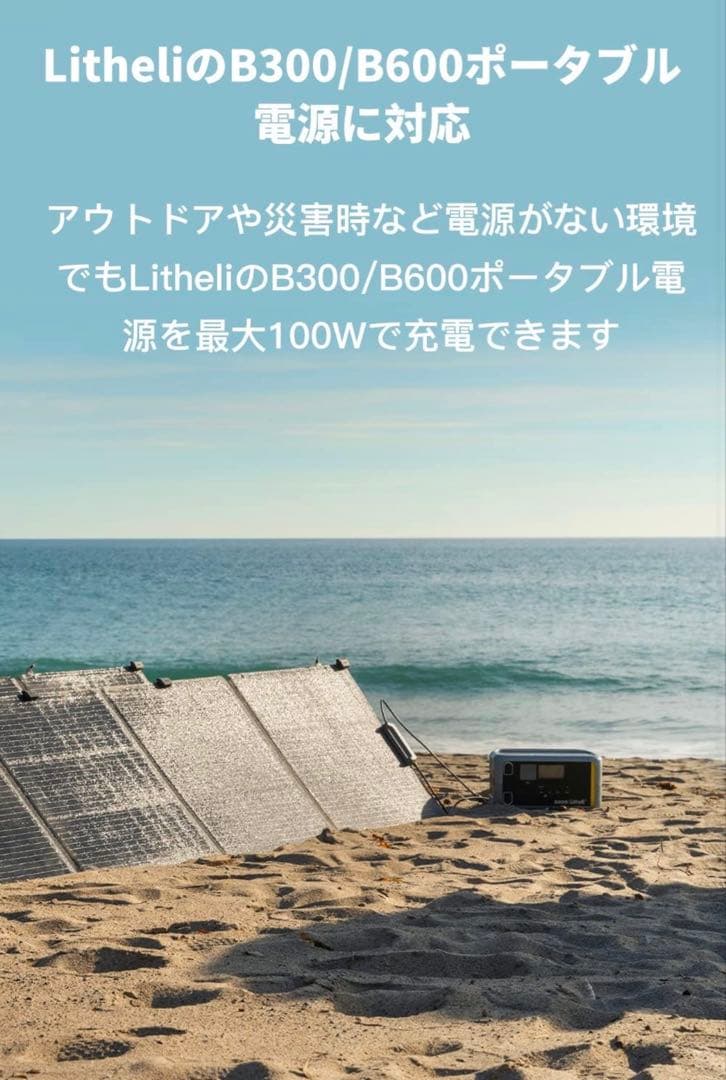 ぴいえす⭐️新品Litheli ポータブル電源 B600 & 100Wソーラ