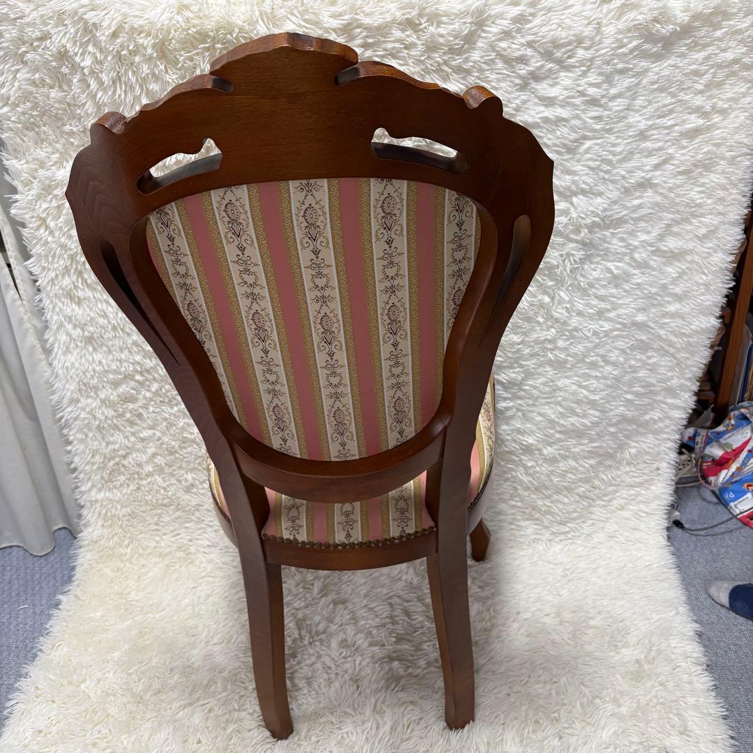 美品　猫脚　ヨーロピアン　クラシック調 木製 彫刻ストライプ柄　アンティーク風