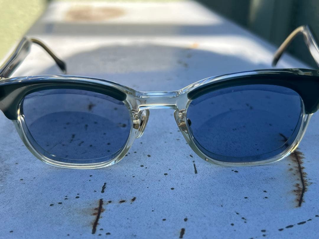 中古品 白山眼鏡 POST TWO-TONE ブルーxクリア