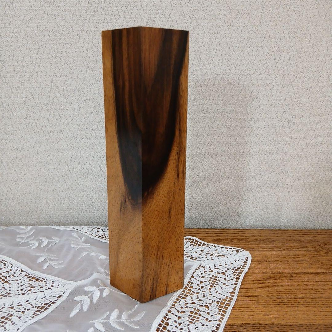 黒柿 五角形 壁掛け花器 花入れ 一輪挿し 中筒付き レトロ フラワーベース