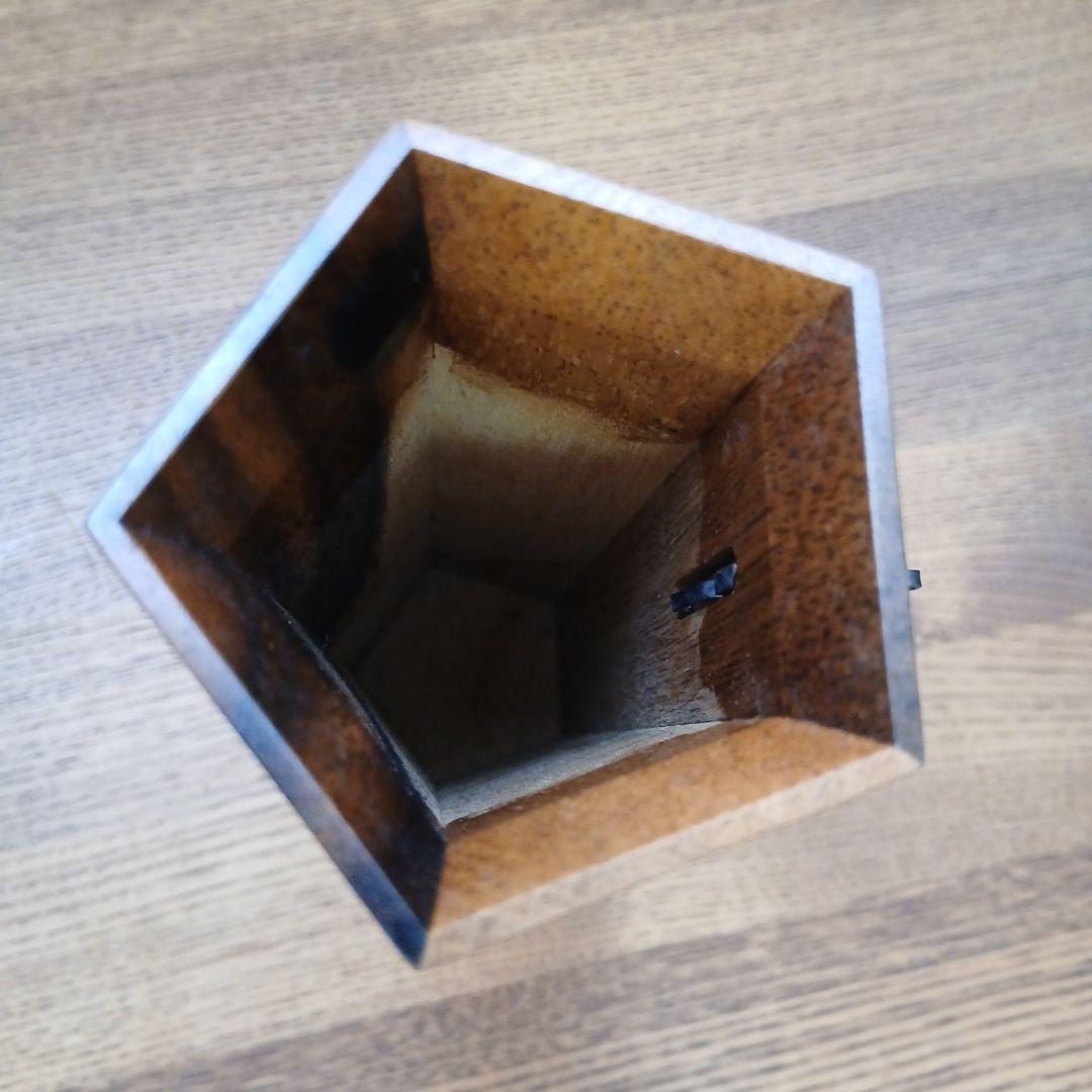 黒柿 五角形 壁掛け花器 花入れ 一輪挿し 中筒付き レトロ フラワーベース