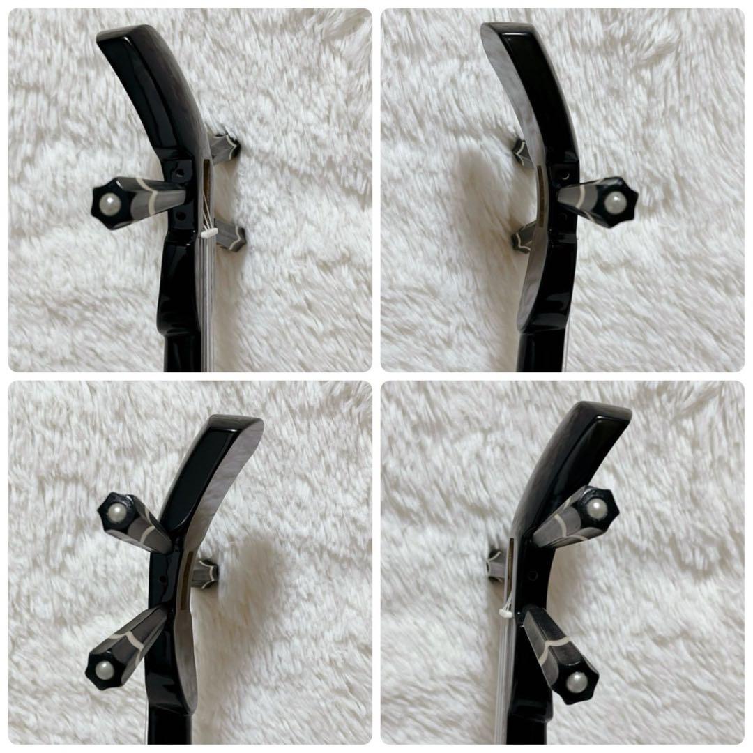 【未使用】ミニ沖縄三線 合皮 人口皮 黒 ヘビ柄